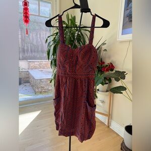 American Eagle Outfitters Red & Navy Geometric Mini Dress